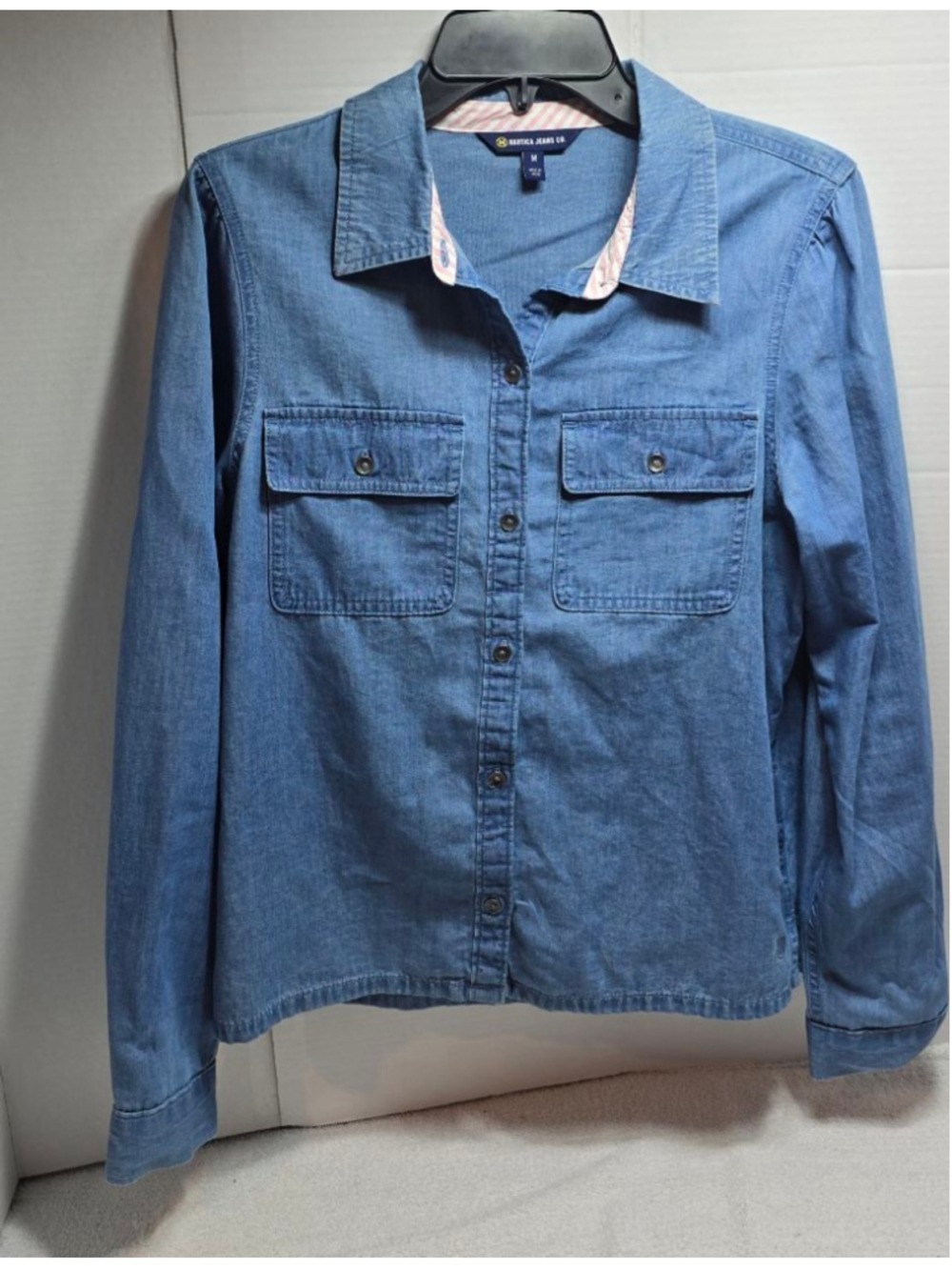 Women's Nautica Jeans Co. Blue Denim Button Down Shirt M